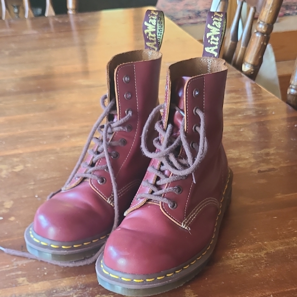 Dr. Martens Burgundy Leather Lace-Up Boots